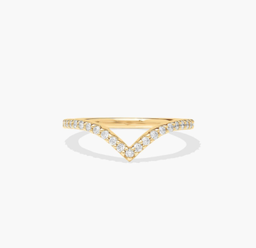 V-Shaped Diamond Wedding Ring In 14K Yellow Gold (1.50mm)