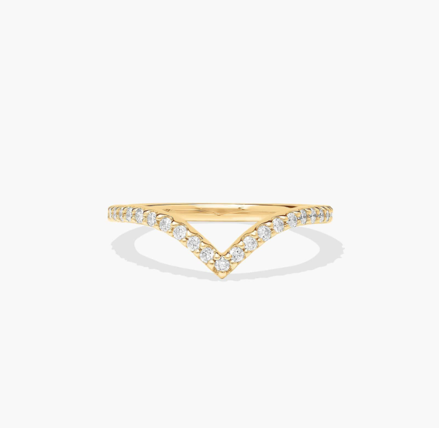 V-Shaped Diamond Wedding Ring In 14K Yellow Gold (1.50mm)