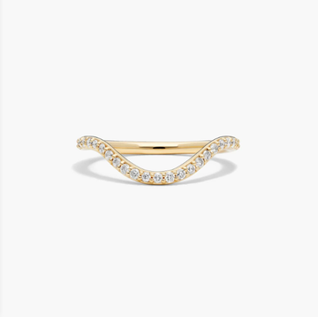 Sculptural Waves Diamond Wedding Ring in 14K Yellow Gold with Prong Set Round Diamonds (2mm)