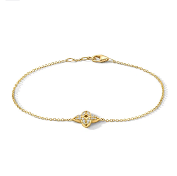 Diamond Open Clover Chain Bracelet 18K
