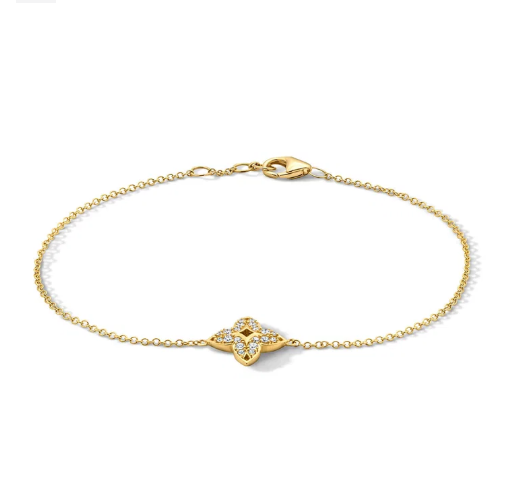 Diamond Open Clover Chain Bracelet 18K