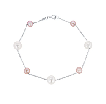 Multicolor Pearl Tin Cup Bracelet 14K