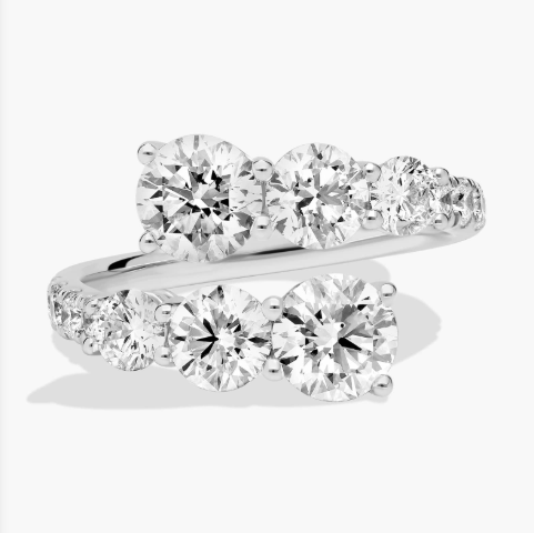 Lab Grown Diamond Round Crossover Ring In 14K White Gold (3 Ct. Tw.)