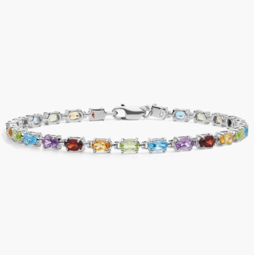Petite Oval Multicolor Gemstone Bracelet in Sterling Silver (5x3mm)