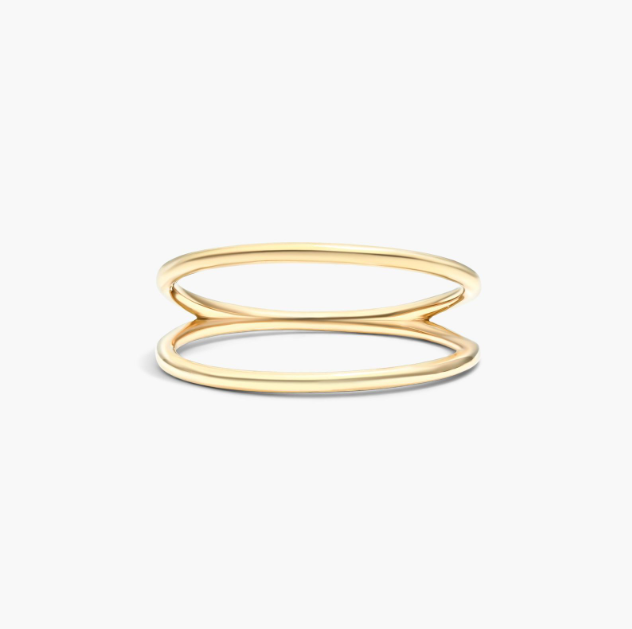 Double Row Open Wire Ring In 14K Yellow Gold