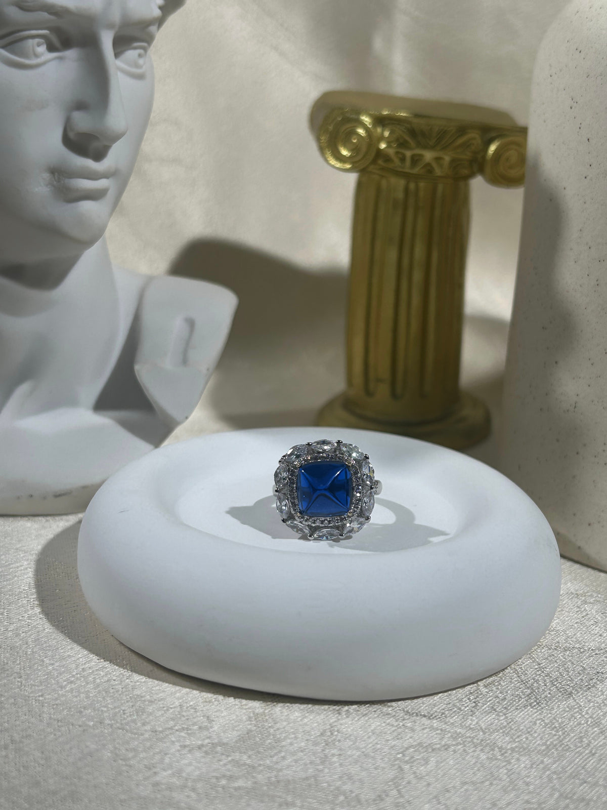 Sugarloaf Square Lab Grown Sapphire Ring, Center Stone 6.0ct in S925 Silver