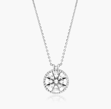 14K White Gold Milgrain Bezel Lab-Grown Diamond Pendant (1.00 CTW - F-G / VS2-SI1)