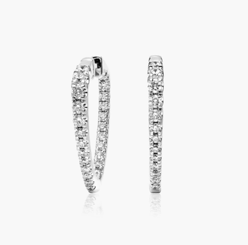 Inside Out Triangle 1 CTW Diamond Hoop Earrings In Platinum