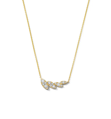 Diamond Leaf Motif Necklace 14K
