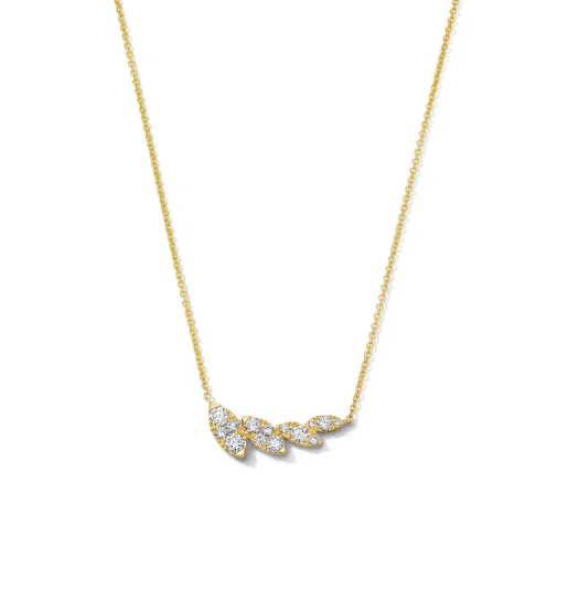 Diamond Leaf Motif Necklace 14K