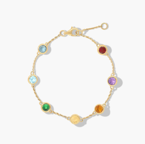 14K Yellow Gold Radiant Reflections Multi-Gemstone Station Bracelet