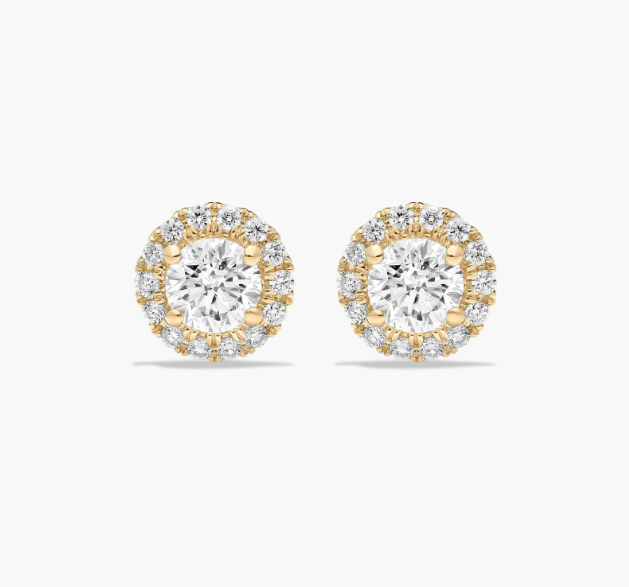 Halo 1.25 CTW Lab-Grown Diamond Stud Earrings In 14K Yellow Gold