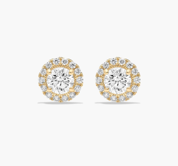 Halo 0.5 CTW Diamond Stud Earrings In 14K Yellow Gold