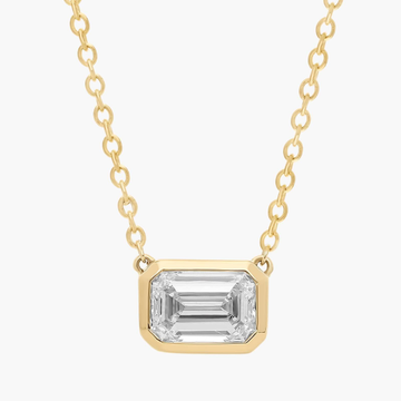 East West Emerald Cut Bezel Lab-Grown Diamond Pendant In 14K Yellow Gold (1 Ct. tw. - F-G / VS2-SI1)