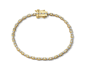 Alternating Bezel Baguette & Round Diamond Tennis Bracelet