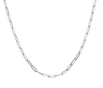 Paperclip Chain Necklace (16 inch) 14K