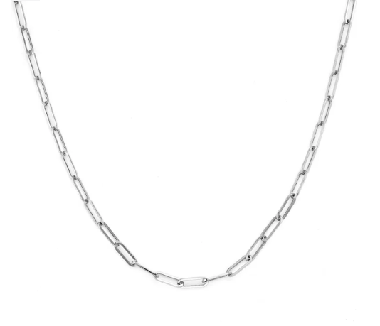 Paperclip Chain Necklace (16 inch) 14K