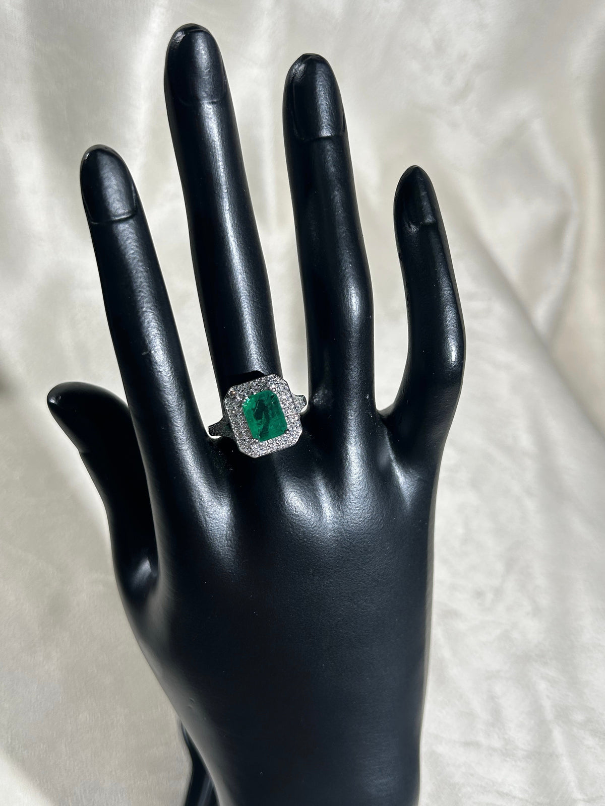Emerald Cut Lab Grown Emerald Ring, Center Stone 3ct in S925 Silver