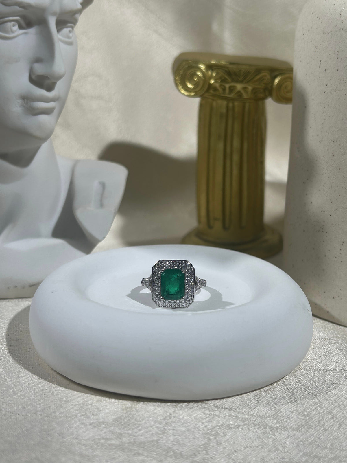 Emerald Cut Lab Grown Emerald Ring, Center Stone 3ct in S925 Silver