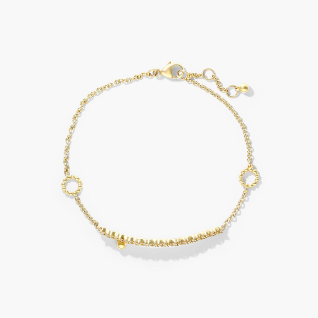 Open Circle Detail Bar Diamond Bracelet In 14K Yellow Gold