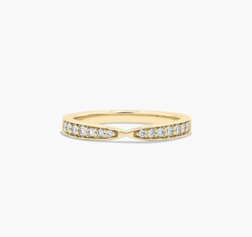 Tapered Pavé Diamond Wedding Ring In 18K Yellow Gold