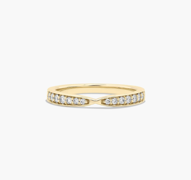 Tapered Pavé Diamond Wedding Ring In 18K Yellow Gold