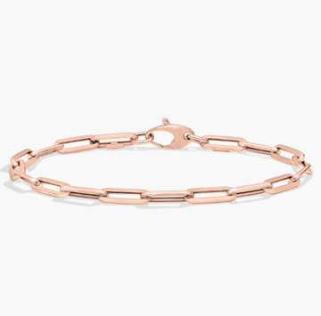 7.5" Paperclip Bracelet in 14k Italian Rose Gold (4 mm)