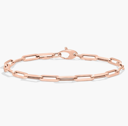 7.5" Paperclip Bracelet in 14k Italian Rose Gold (4 mm)