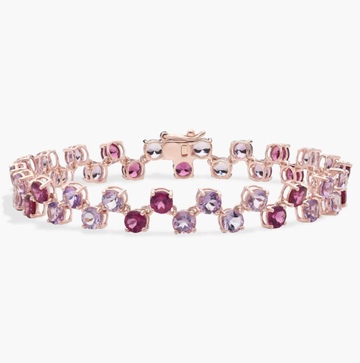 Amethyst and Rhodolite Bracelet in 14k Rose Gold
