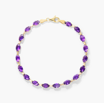 Amethyst Line Bracelet In 14K Yellow Gold