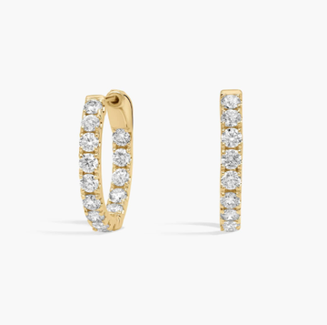 Inside Out Lab Grown Diamond Round Hoops, 1/2 Inch Diameter In 14K Yellow Gold (1 Ct. tw. - F-G / VS2-SI1)