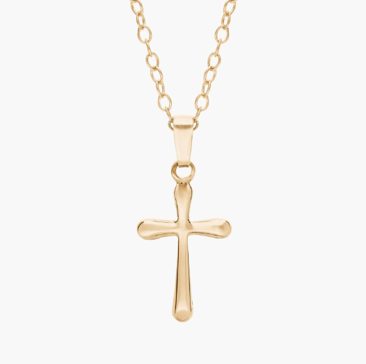 14" Children's Cross Pendant in 14k Yellow Gold