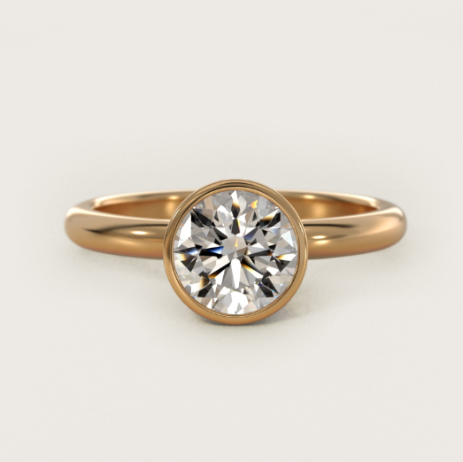 Bezel Solitaire Engagement Ring in 14K Yellow Gold