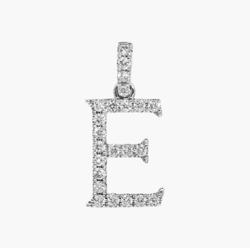 Lab-Grown Diamond Initial E Charm In 14K White Gold