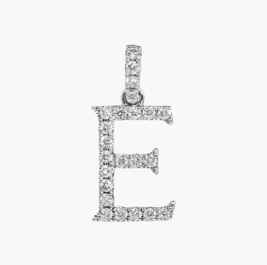 Lab-Grown Diamond Initial E Charm In 14K White Gold