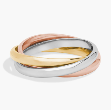Trio Rolling Ring in 18k Tri-Color Gold