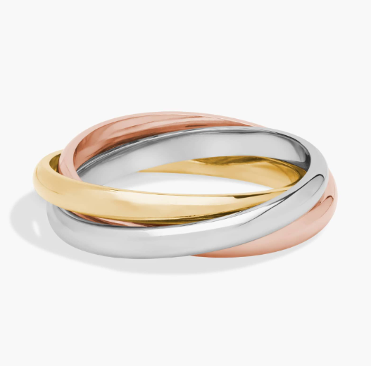Trio Rolling Ring in 18k Tri-Color Gold