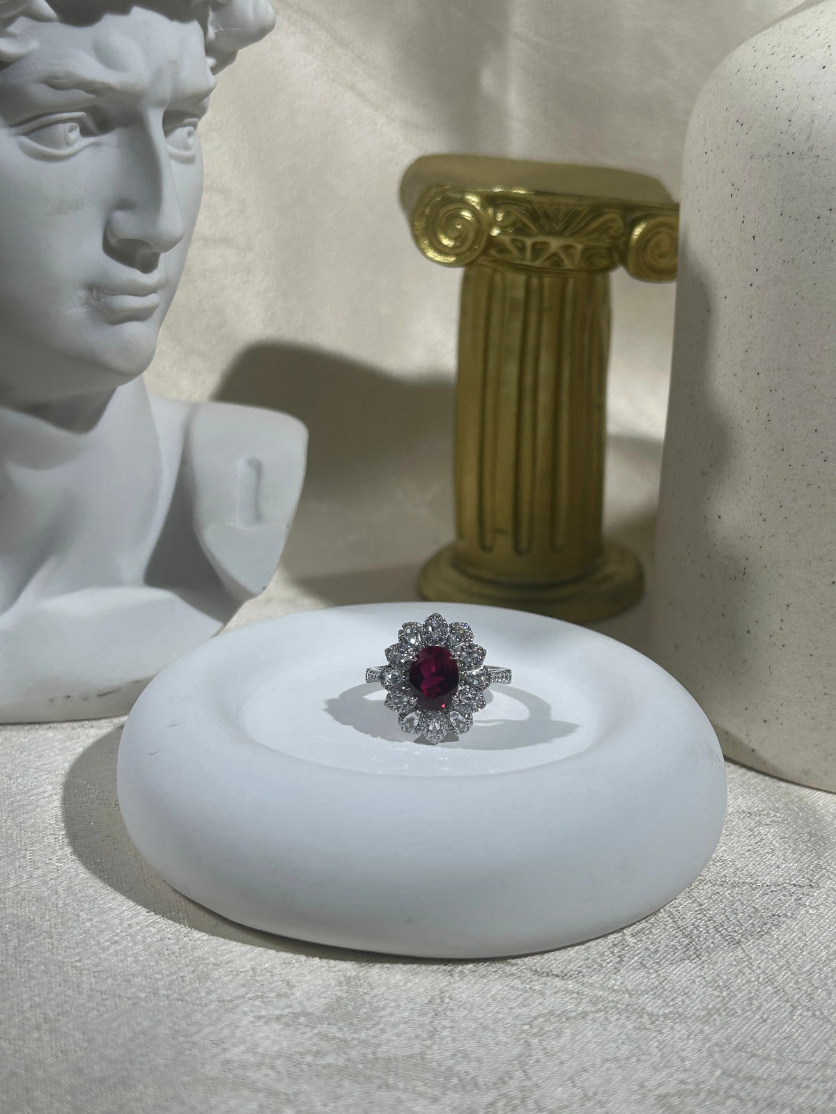 Oval Cut Lab Grown Ruby Ring, Center Stone 2.5ct in S925 Silver