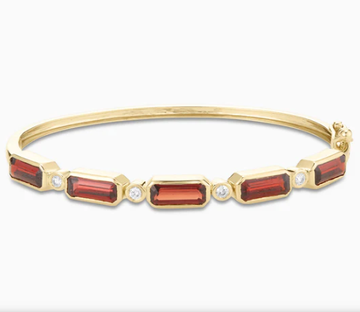 8.16 Carats Lab-grown Diamond and Garnet Bangle