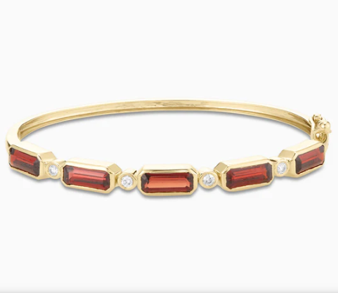 8.16 Carats Lab-grown Diamond and Garnet Bangle