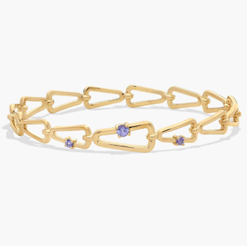 Geometric Tanzanite Bangle Bracelet in 14K Yellow Gold