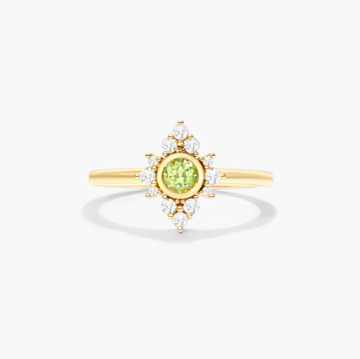 Lace Peridot And Diamond Ring In 14K Yellow Gold
