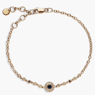 Sapphire and Diamond Vintage Inspired Bracelet in 14k Yellow Gold (3.5mm)