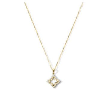 Diamond Open Clover Necklace 14K