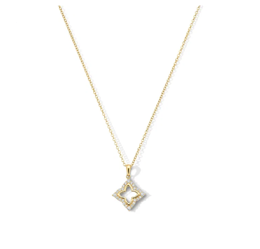 Diamond Open Clover Necklace 14K