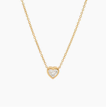 Heart Diamond Pendant Bezel Necklace in 14K Yellow Gold