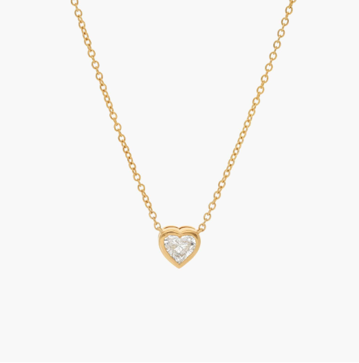 Heart Diamond Pendant Bezel Necklace in 14K Yellow Gold