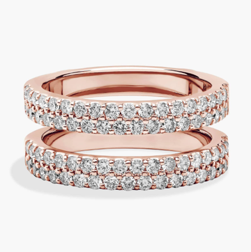Two Row Pavé Diamond Ring Insert in 18k Rose Gold (1 ct. tw.)