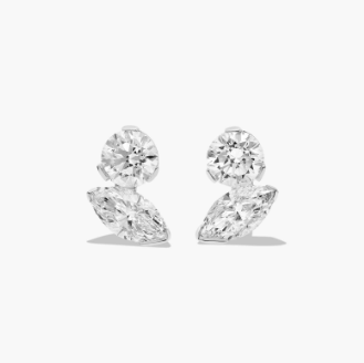 Toi et Moi Earrings With Marquise Cut Lab-Grown Diamonds In 14K White Gold