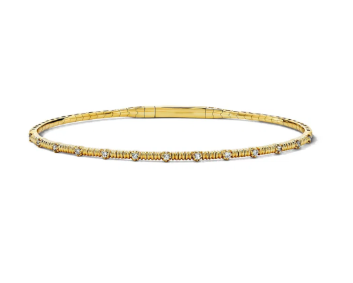 Diamond Station Flexible Gold Bracelet